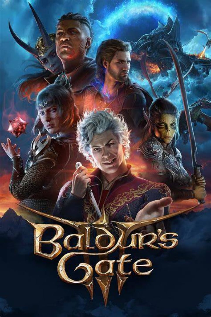 Baldurs Gate 3 with 1 and 2 images in the background