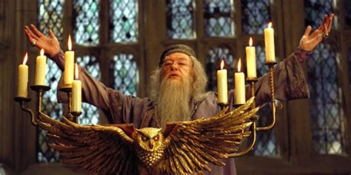 Dumbledore speaking at Hogwarts in Harry Potter