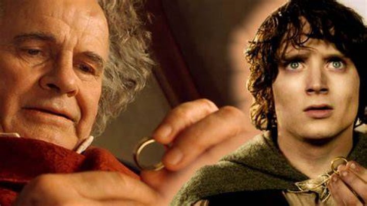 Frodo holds the One Ring over the fires of Mt. Doom in The Lord of the Rings: The Return of the King.