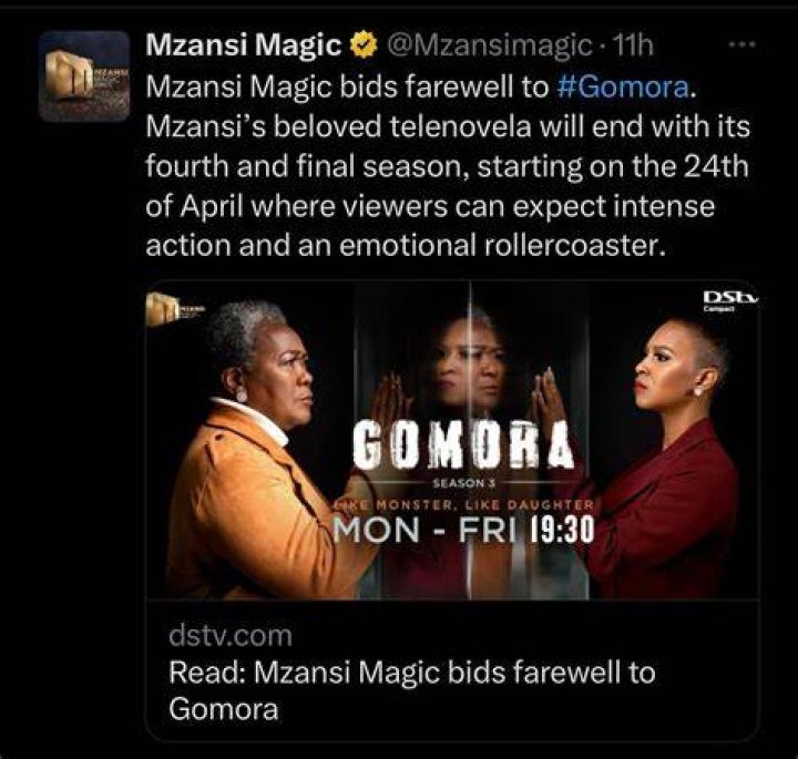 Gomora Mzansi has been cancelled
