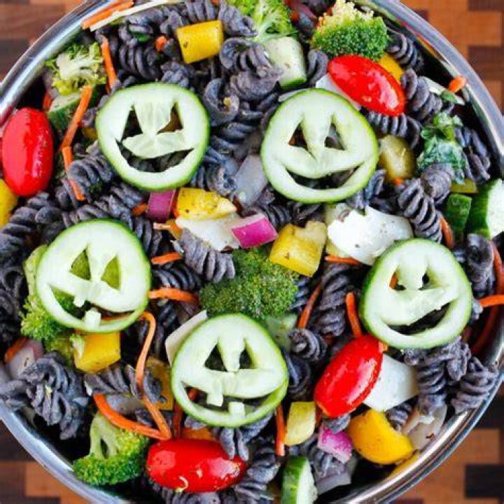Healthy Halloween Pasta Salad Smile Sandwich