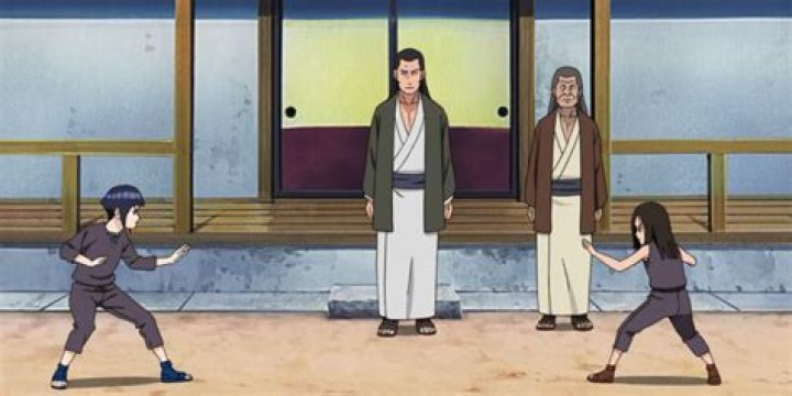 Hinata and Hanabi train in front of Hyuga clan members as children in Naruto