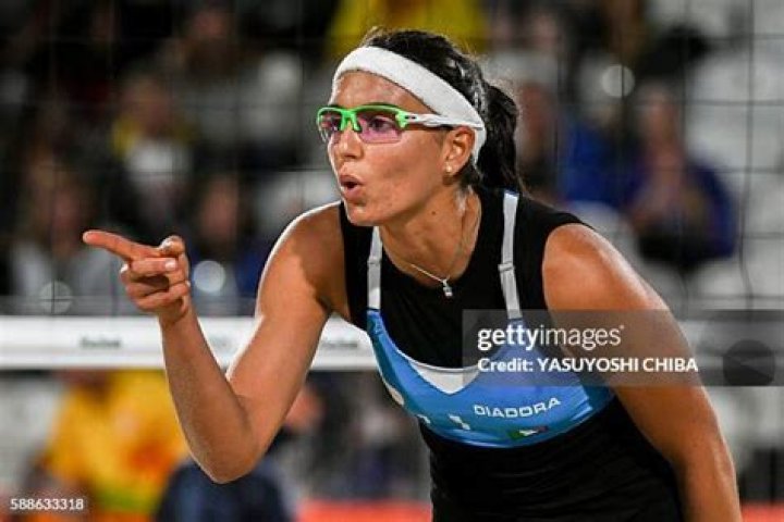 Marta Menegatti gestures during the women's beach volleyball Marta Menegatti gestures during the women's beach volleyball