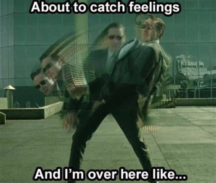 Matrix Dodging feelings meme