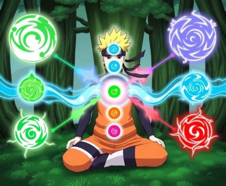 Naruto surrounded by orange chakra and Hinata surrounded by purple chakra in The Last Naruto The Movie