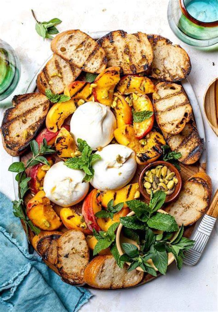 Peach and burrata platter