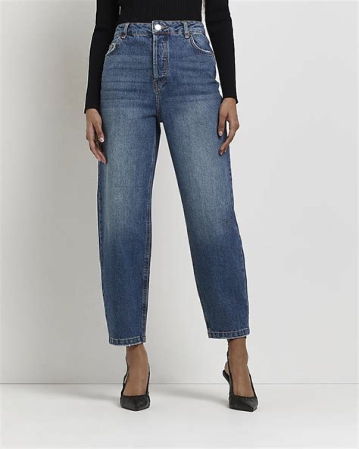 River Island Blue High Waisted Wide Leg
