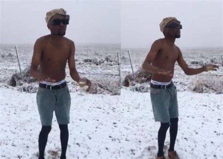 shirtless man dancing in the snow shirtless man dancing in the snow