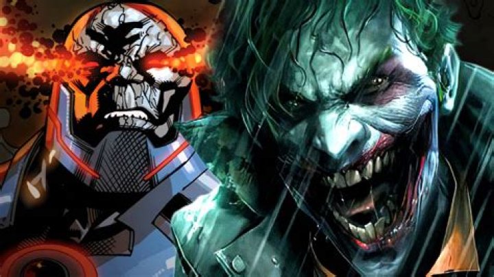 Split image of Darkseid, Joker, and Superboy Prime from DC Comics.