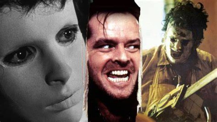 Split image of Eyes Without A Face, The Shining and Texas Chainsaw Massacre main characters