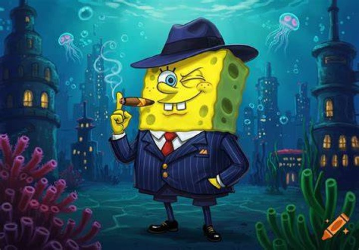SpongeBob is dressed a cop on the streets of Bikini Bottom on SpongeBob