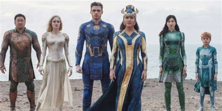 The Eternalsn gathered on a beach