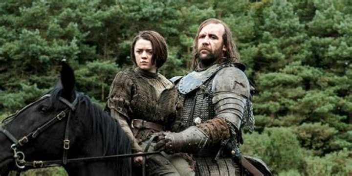 The Hound and Arya on a horse riding through the Red Wedding aftermath. 
