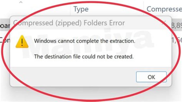Windows cannot complete the extraction