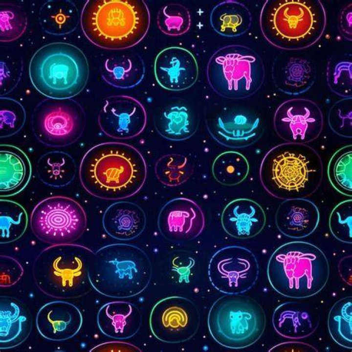 Zodiac signs neon colors